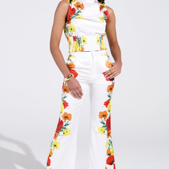 AKIRA MIND MY OWN FLORAL SATIN TROUSERS Size SS - Picture 4 of 4